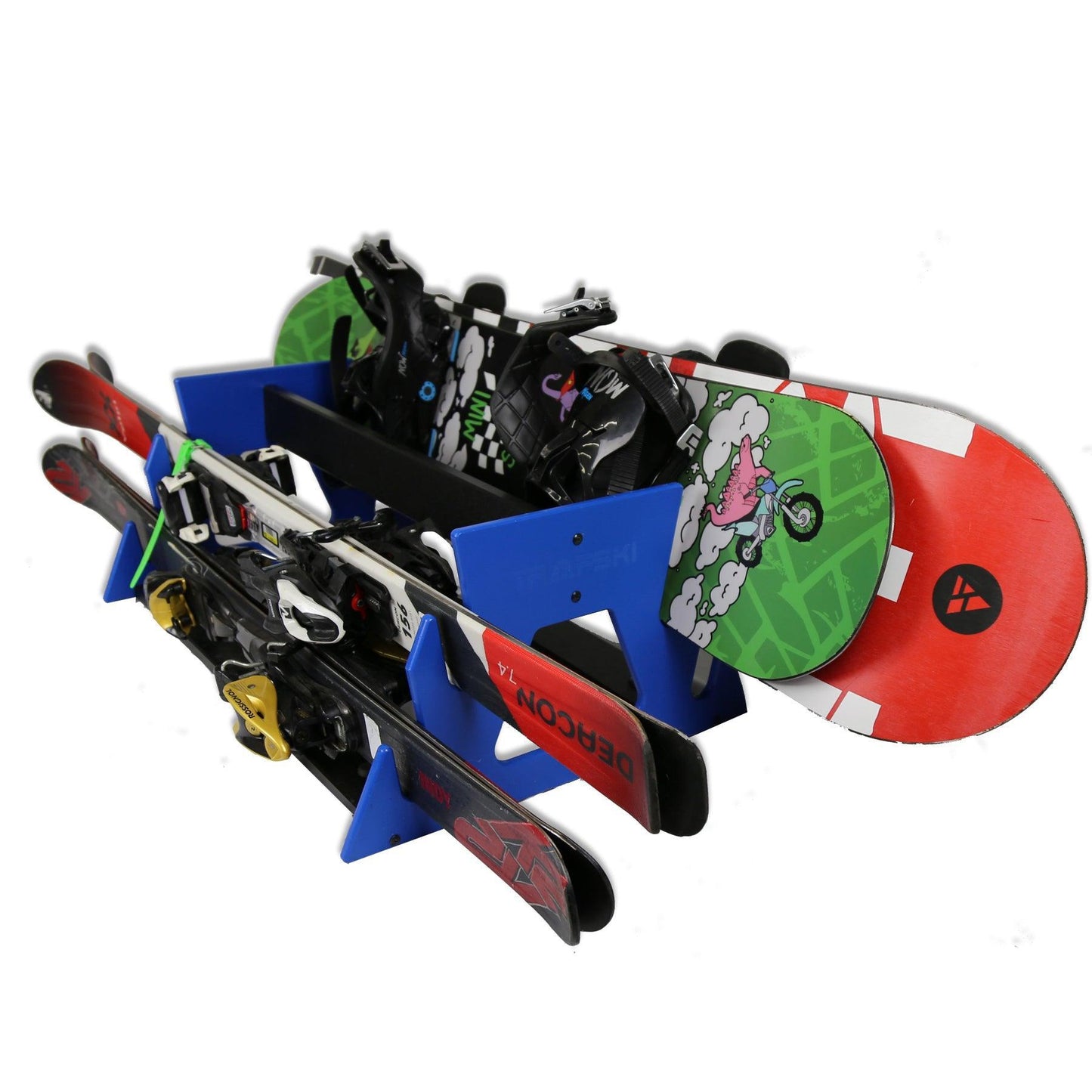 Portaesquís portátil para todo tipo de montaña y tablas de snowboard de posición estándar TRAPSKI QUAD