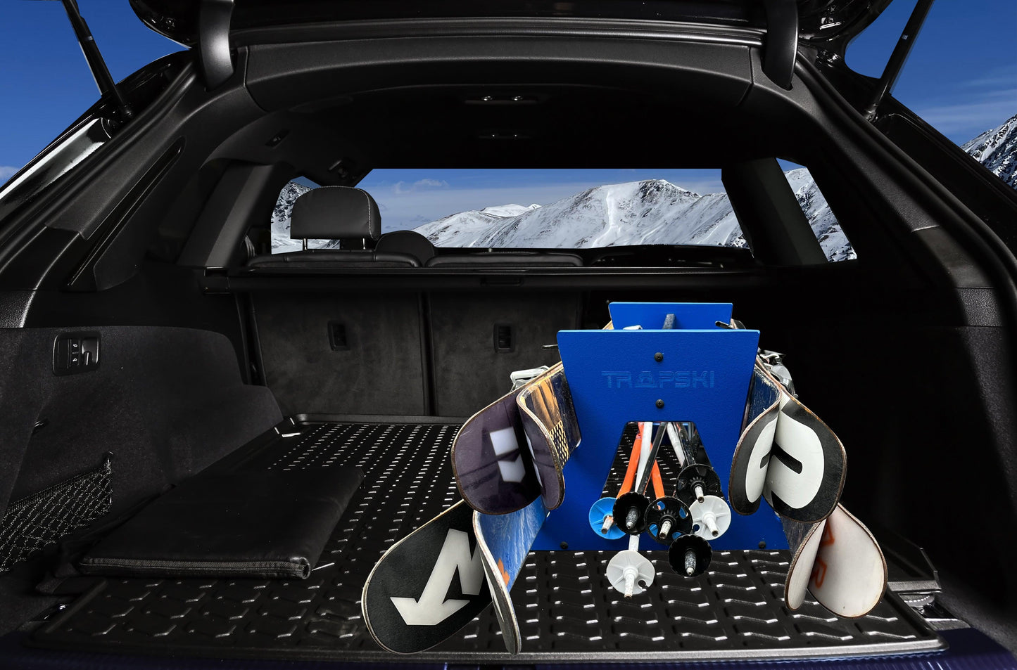 Portaesquís portátil para todo tipo de montaña y tablas de snowboard de posición estándar TRAPSKI QUAD