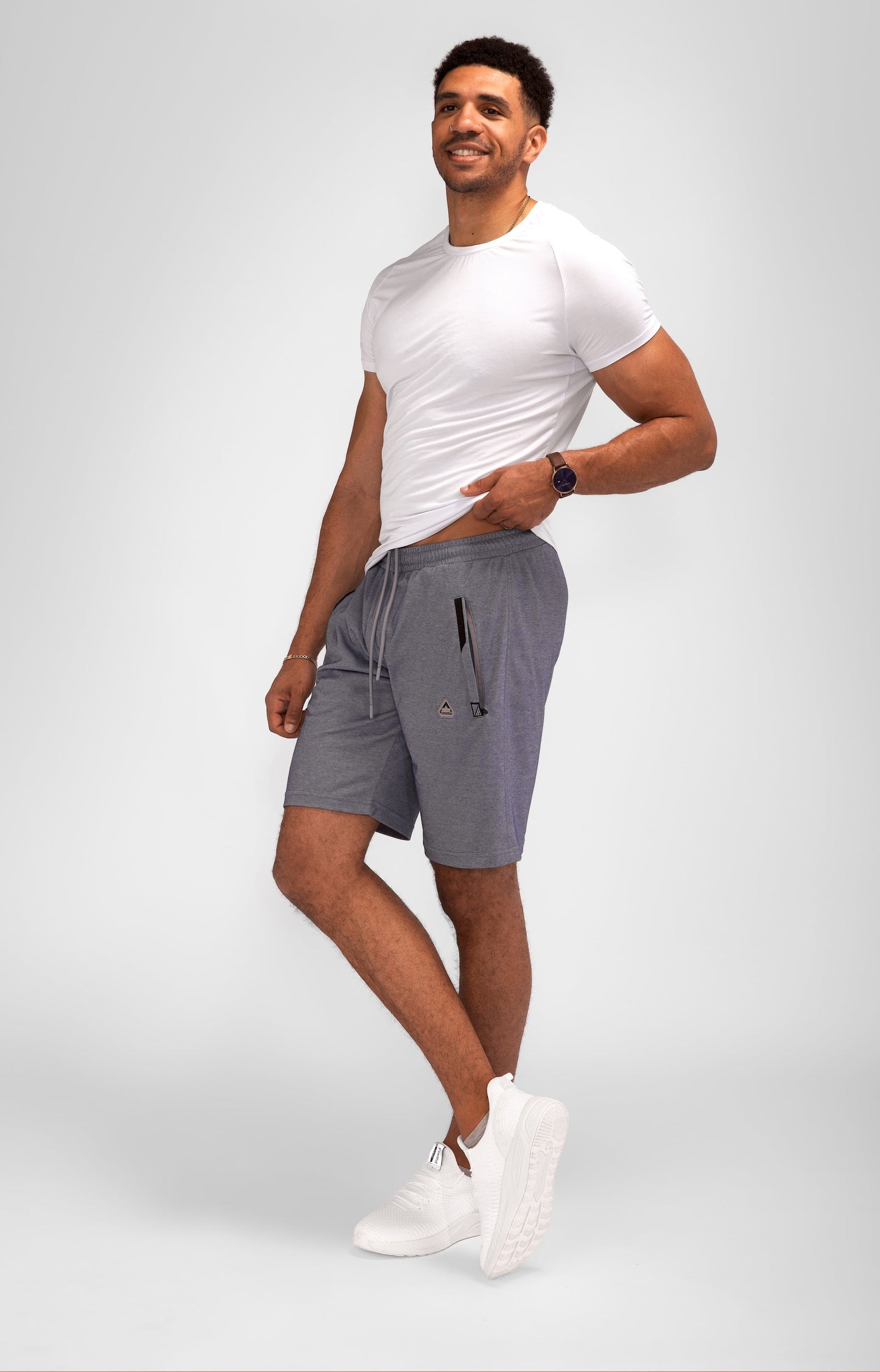 Urban Stride All-Day Wear Shorts 11in inseam gray with drawstring side zip SCR Sportswear on Tampa Home & Garden Store