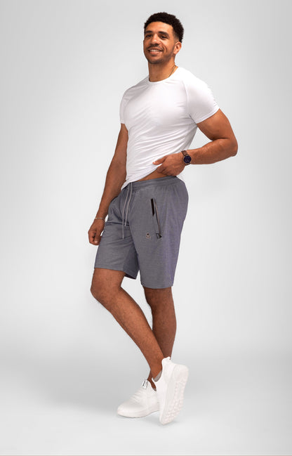 Urban Stride All-Day Wear Shorts 11in inseam gray with drawstring side zip SCR Sportswear on Tampa Home & Garden Store