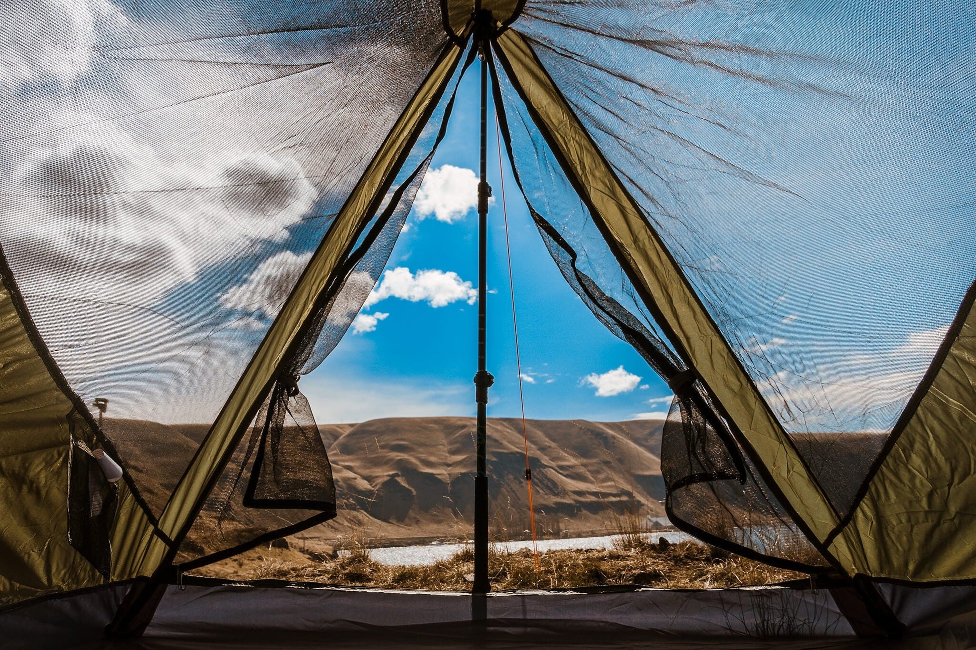 River Country Gear Trekker Tent 1V 1P interior view with olive fabric and black mesh on Tampa Home & Garden Store