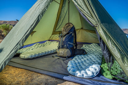 Trekker Tent 4 4-Person Backpacking Pyramid Tent in green with River Country Gear pack on Tampa Home & Garden Store