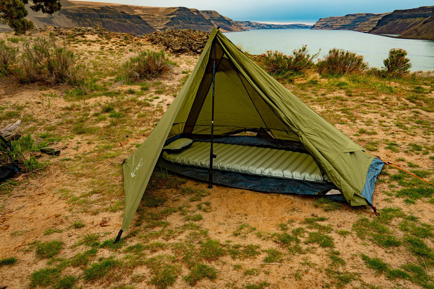 River Country Gear Trekker Tent 1 olive green 1-person backpacking tent with sleeping pad on Tampa Home & Garden Store