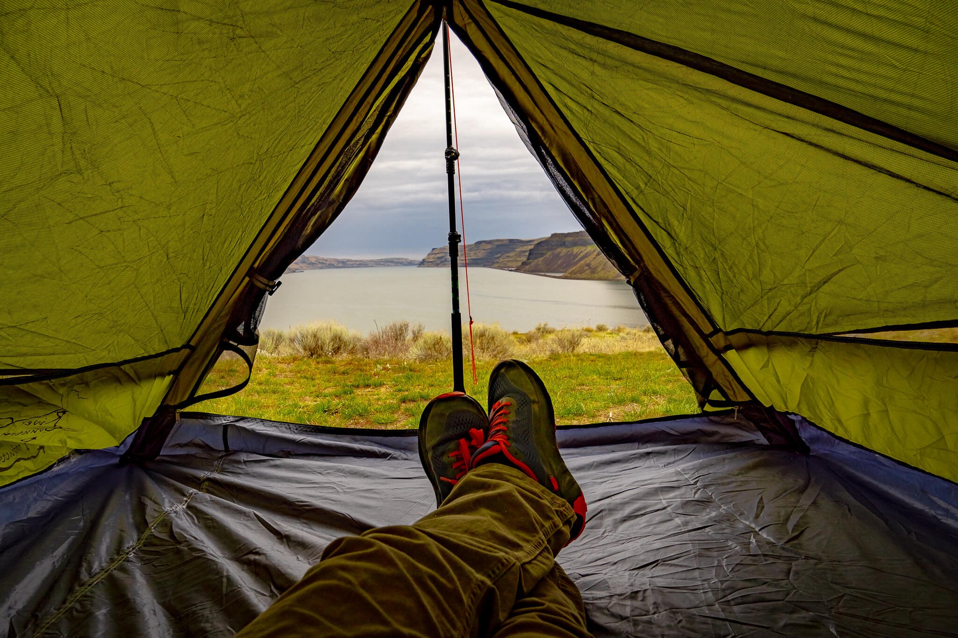 Trekker Tent 2.2 interior view, olive green 2-Person Backpacking Tent by River Country Gear on Tampa Home & Garden Store