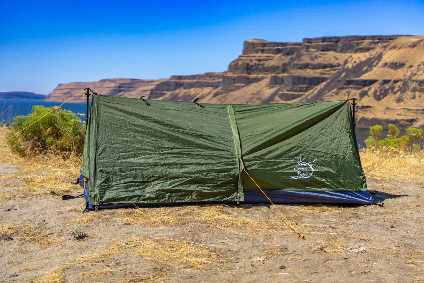 River Country Gear Trekker Tent 1A olive green 1-person backpacking tent pitched in canyon on Tampa Home & Garden Store