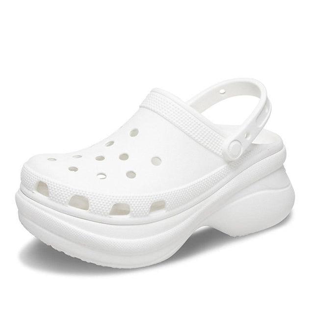 Stevvex white platform garden sandals clog with perforated upper and back strap on Tampa Home & Garden Store