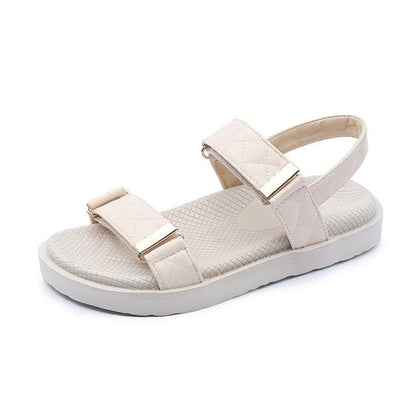 Sandals Stevvex cream double-strap quilted with thick sole and metallic buckles on Tampa Home & Garden Store