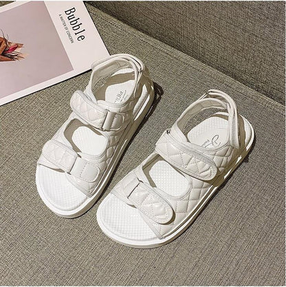 White quilted sandals with Velcro straps and thick sole for summer hiking and walking on Tampa Home & Garden Store