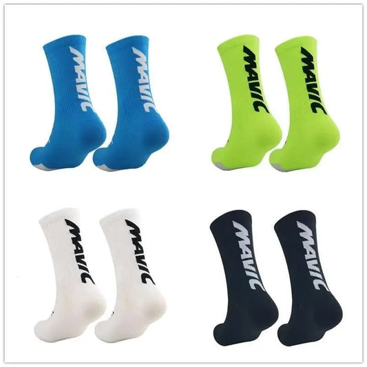 Stevvex athletic socks set blue lime white navy for running cycling hiking MAVIC branding on Tampa Home & Garden Store
