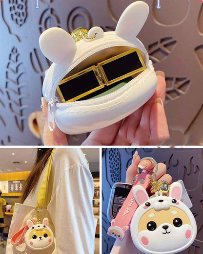 Shiba Inu coin purse keychain by Shaketea with zipper closure and gold keyring on Tampa Home & Garden Store