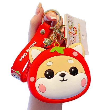 Trendy Shiba Inu coin purse keychain by Shaketea with red strap and zipper closure on Tampa Home & Garden Store
