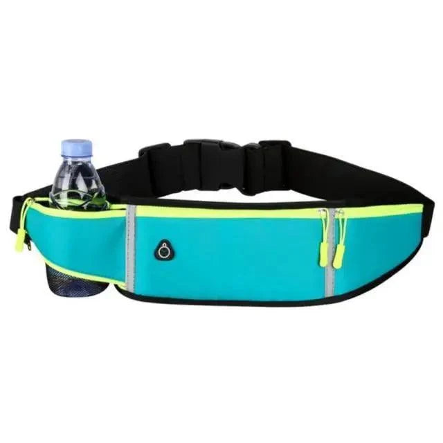 Stevvex turquoise waist pouch hip pack with neon zippers and bottle pocket on Tampa Home & Garden Store