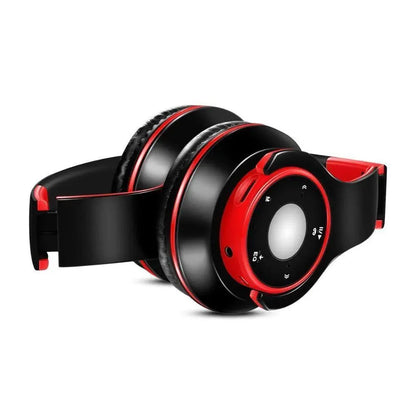 Stevvex over-ear wireless headset black red foldable Bluetooth headphones with TF MP3 FM on Tampa Home & Garden Store