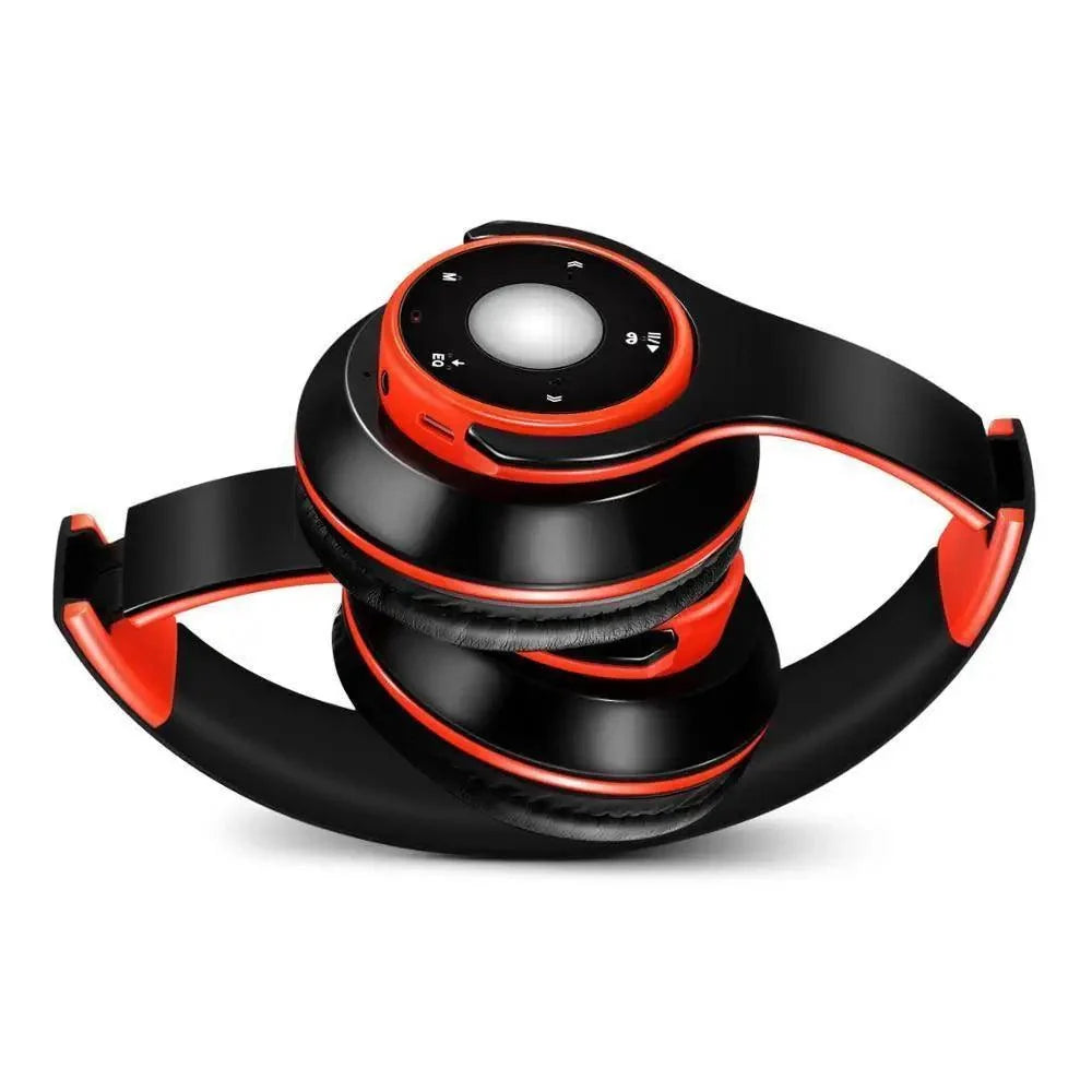 Stevvex wireless over-ear headset black with red trim, foldable, cushioned ear cups on Tampa Home & Garden Store