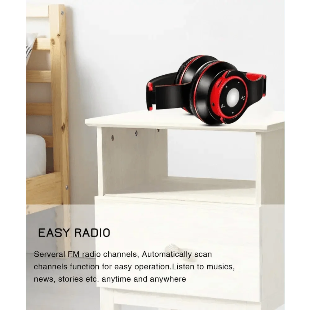 Over-ear headset black and red foldable on white desk on Tampa Home & Garden Store