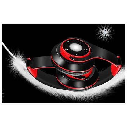 Stevvex wireless over-ear headset red and black foldable Bluetooth headphones on Tampa Home & Garden Store