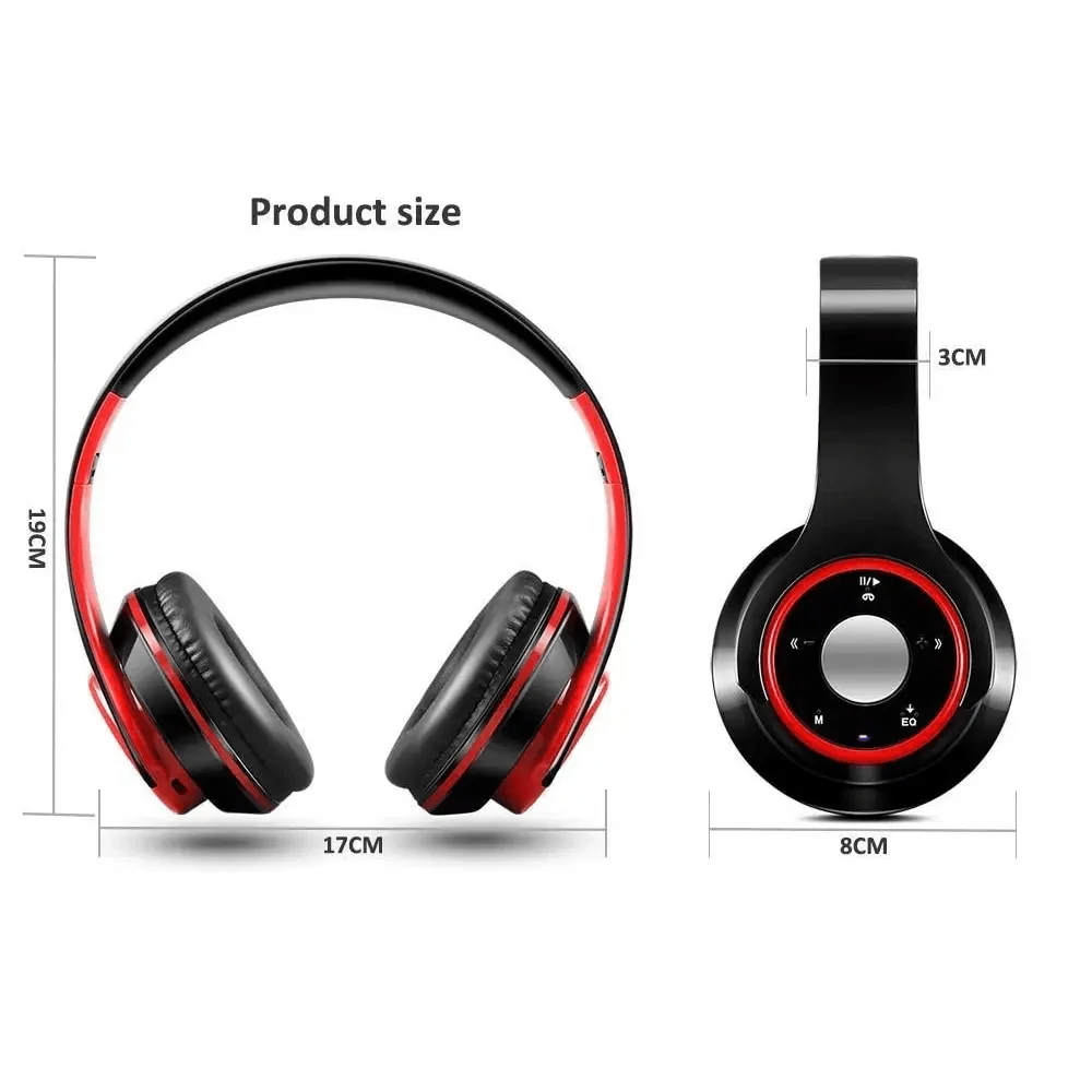 Stevvex wireless over-ear headset black-red Bluetooth headphones on Tampa Home & Garden Store