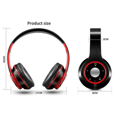 Stevvex wireless over-ear headset black-red Bluetooth headphones on Tampa Home & Garden Store