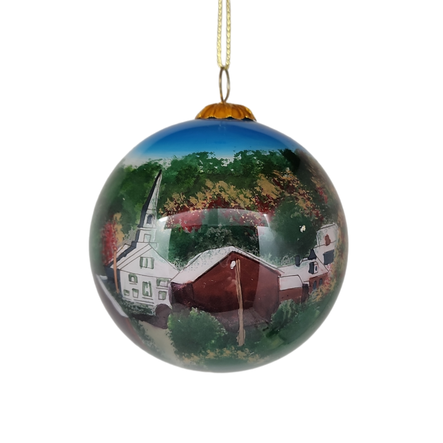 Boule à facettes en verre peinte à la main - Village du Vermont