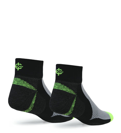Tri-Athlete Merino Socks by Covert Threads black with neon green accents 2pc on Tampa Home & Garden Store
