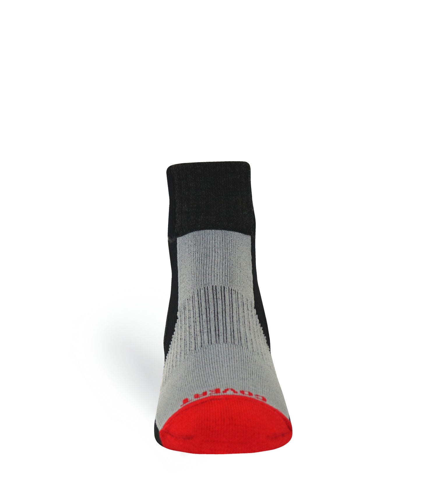 Tri-Athlete Merino Wool Athletic Sock in gray with black cuff and red toe on Tampa Home & Garden Store