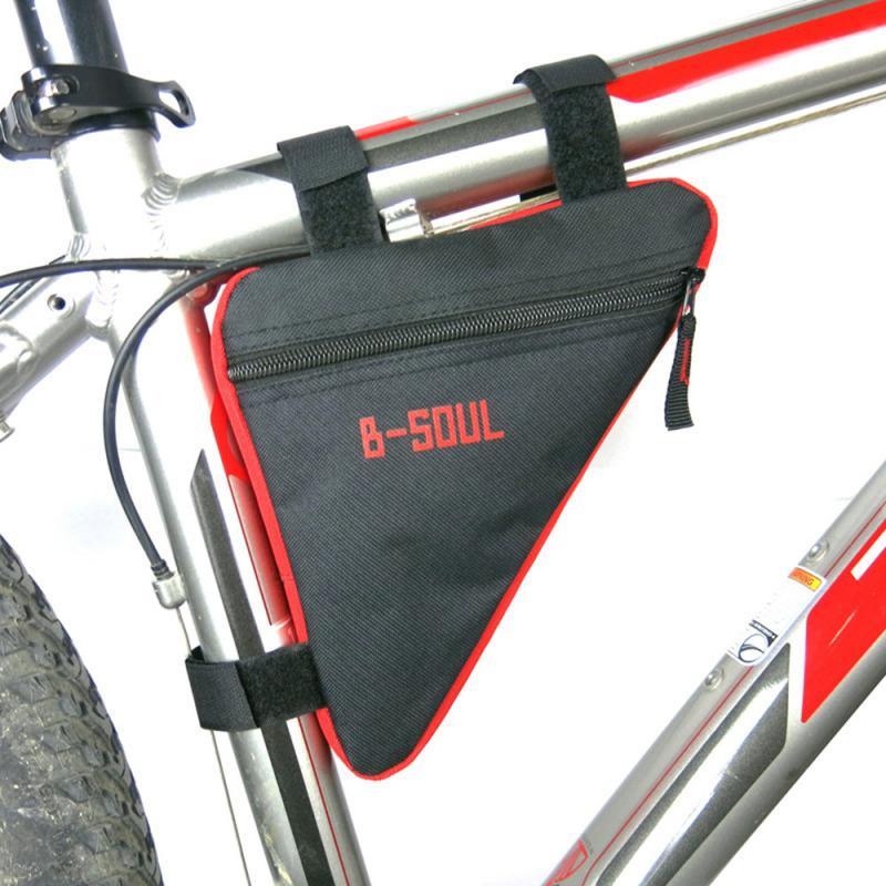 Triangle top-tube bicycle bag by Stevvex, black with red trim, waterproof front frame bag for road bikes on Tampa Home & Garden Store