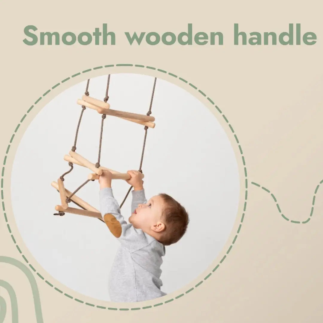 Triangle rope ladder for kids Goodevas single swing with natural wooden rungs and brown rope on Tampa Home & Garden Store