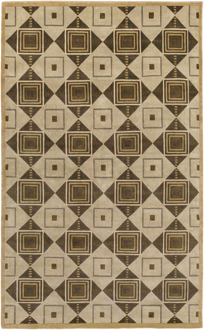 Tribune Premium Wool Area Rug by Boutique Rugs in tan and brown geometric diamond pattern on Tampa Home & Garden Store