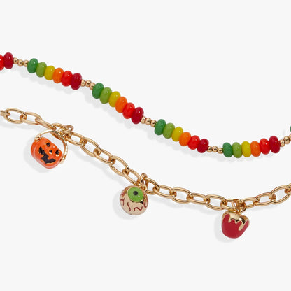 Trick or Treat charm bracelet by Alex and Ani with rainbow beads and pumpkin charm on Tampa Home & Garden Store