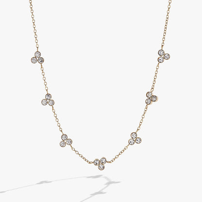 Triple Stone Crystal Necklace by Alex and Ani, gold-tone chain with crystal clusters on Tampa Home & Garden Store