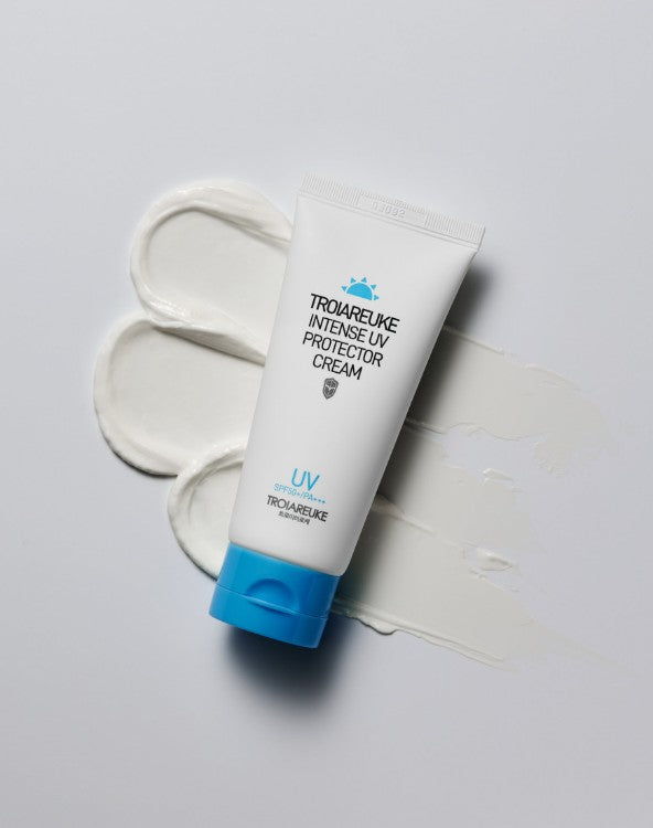 TROIAREUKE UV Protector Cream SPF50+ PA+++ sunscreen tube white with blue cap 50ml+50ml on Tampa Home & Garden Store
