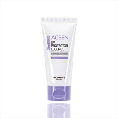 TROIAREUKE UV Protector Cream SPF50+ PA+++ sunscreen tube Seoulia, white with purple cap on Tampa Home & Garden Store