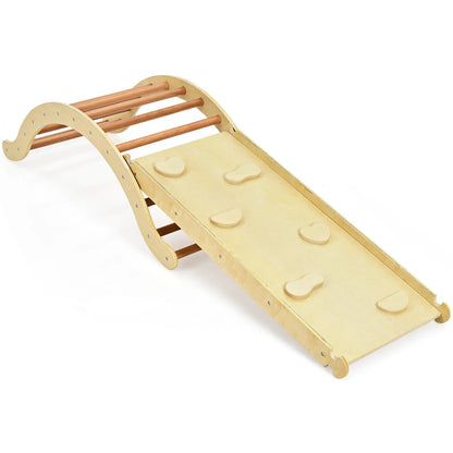 3-in-1 Wooden Arch Climber Set with Ramp Mat
