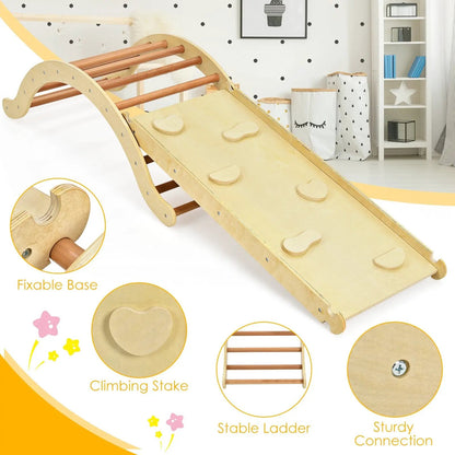 3-in-1 Wooden Arch Climber Set with Ramp Mat