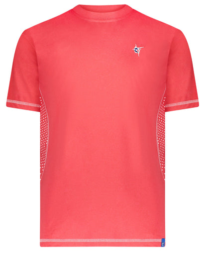 Grander Short Sleeve Performance Tee coral red with chest logo White Water Life on Tampa Home & Garden Store