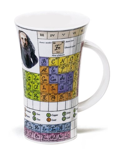 Mug en porcelaine fine à motif tableau périodique, style Glencoe, par Dunoon