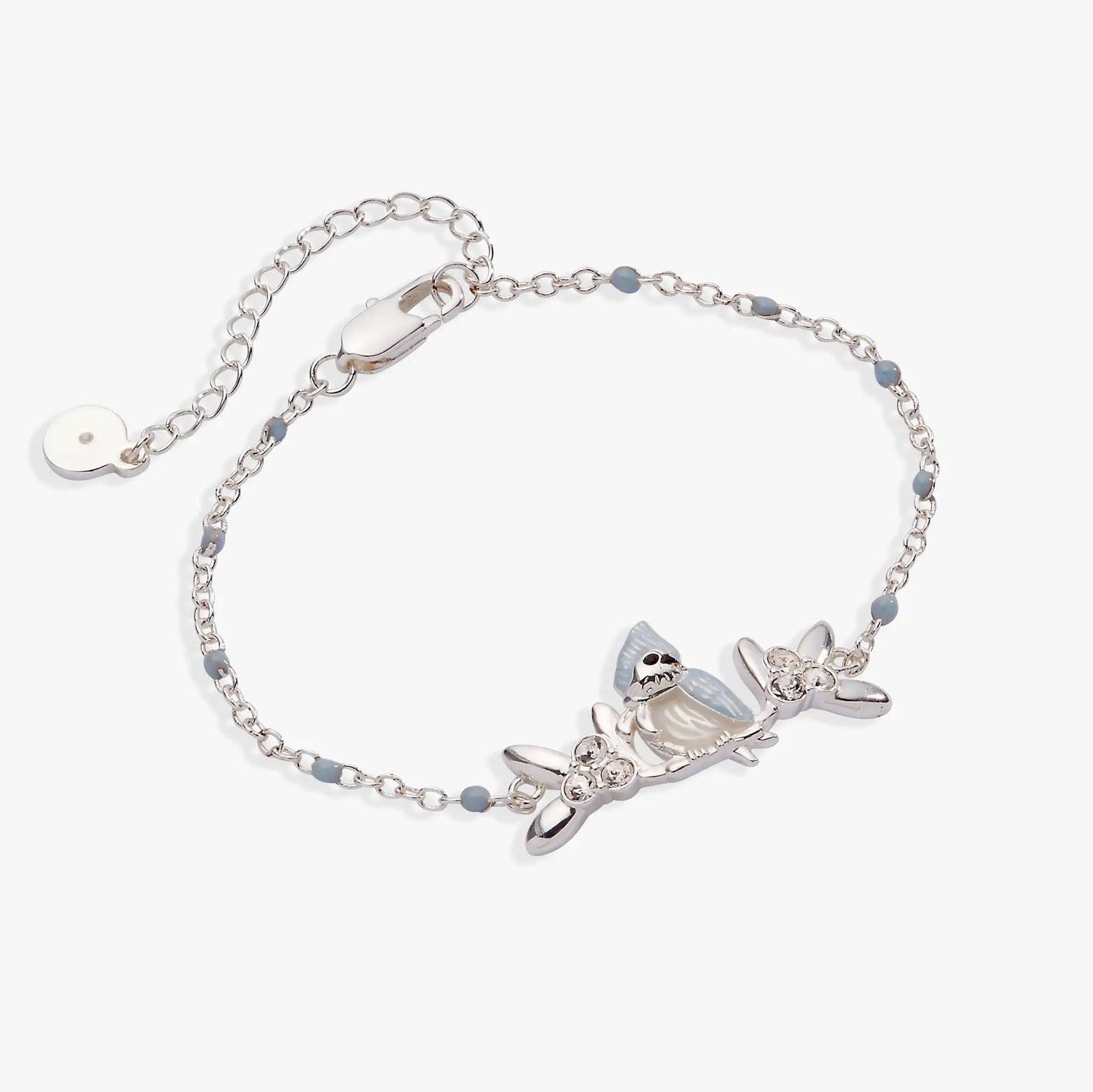 Tufted Titmouse Bird Bracelet with Crystals