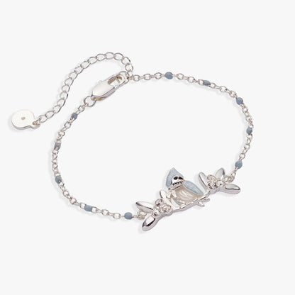 Tufted Titmouse Bird Bracelet with Crystals