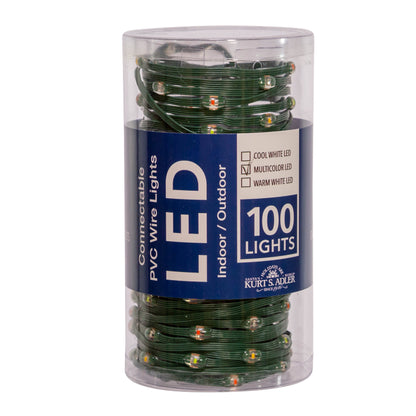 Ensemble de 100 guirlandes lumineuses LED multicolores à fil vert connectable