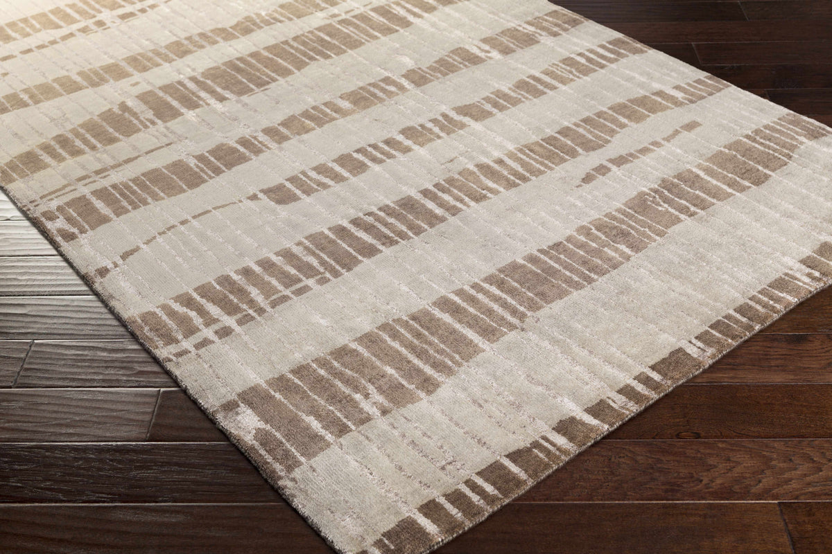 Turbeville Premium Area Carpet Rug in beige taupe with striped pattern Boutique Rugs on Tampa Home & Garden Store