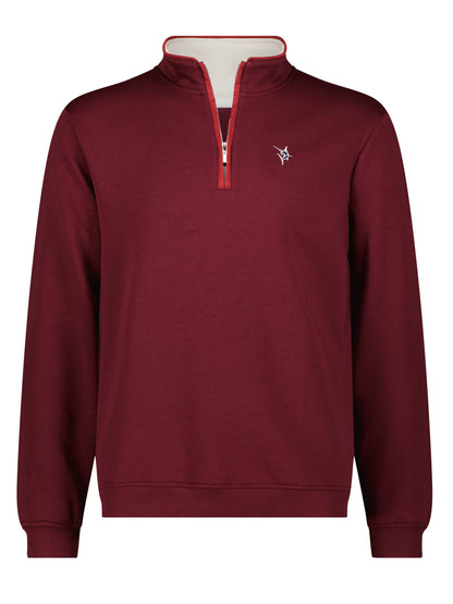 Turnberry Quarter Zip Smooth Knit burgundy top with white interior collar left chest logo on Tampa Home & Garden Store