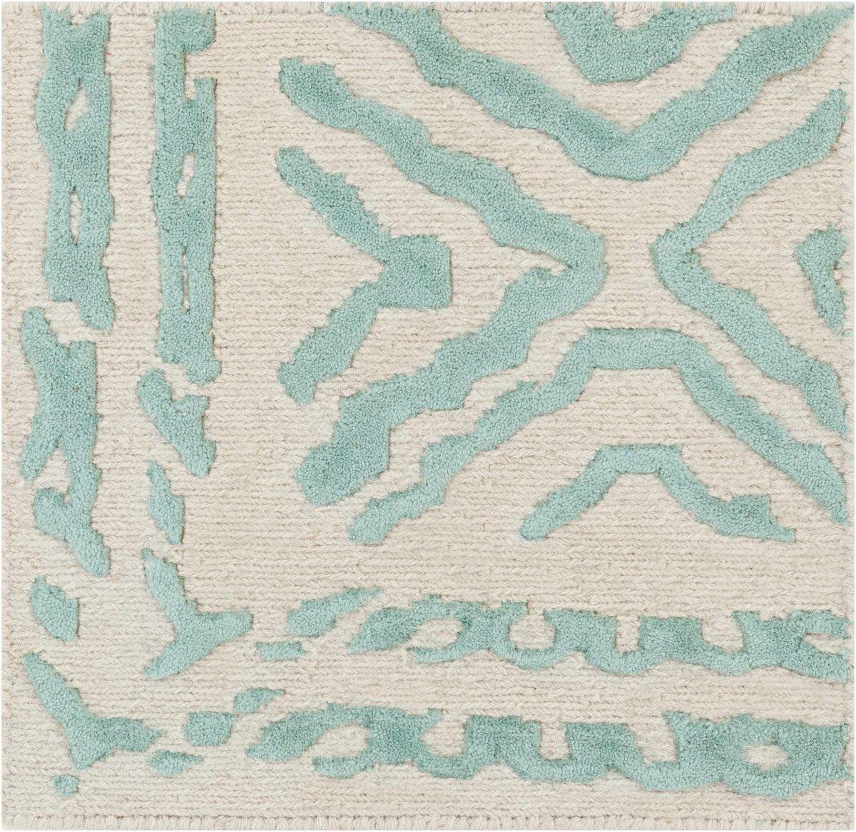 Tuskahoma Premium Area Carpet rug in beige with teal abstract pattern Boutique Rugs on Tampa Home & Garden Store