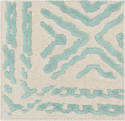 Tuskahoma Premium Area Carpet rug in beige with teal abstract pattern Boutique Rugs on Tampa Home & Garden Store