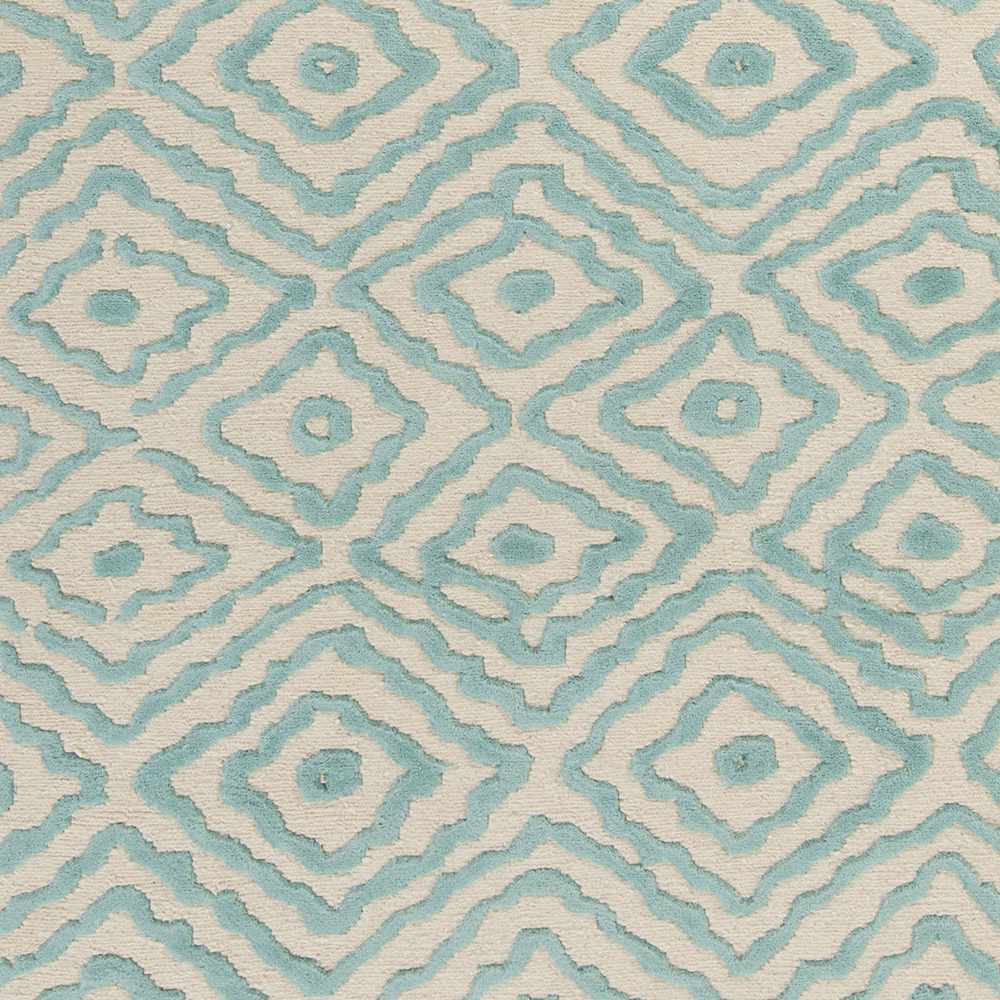 Tuskahoma Premium Area Carpet by Boutique Rugs turquoise geometric lattice on beige rug on Tampa Home & Garden Store