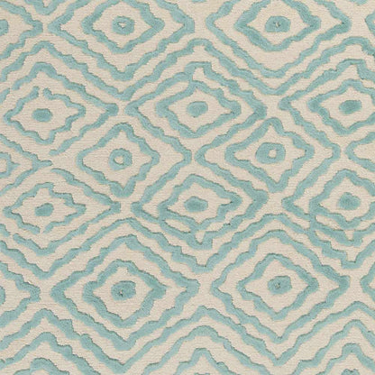 Tuskahoma Premium Area Carpet by Boutique Rugs turquoise geometric lattice on beige rug on Tampa Home & Garden Store