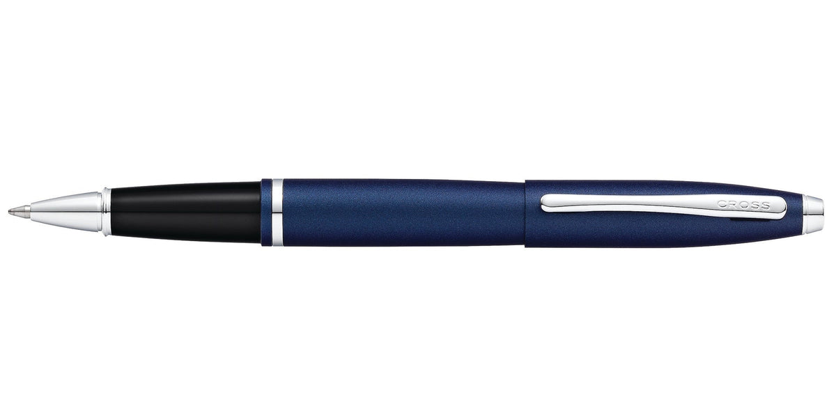 Calais Matte Midnight Blue Rollerball Pen by Cross with black grip and silver trim on Tampa Home & Garden Store