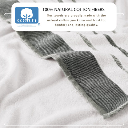 Soft Cotton Bath Towel Set and Stripe Detail