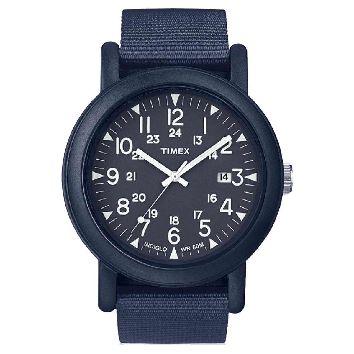 Timex men's Camper watch with navy blue case and fabric strap on Tampa Home & Garden Store