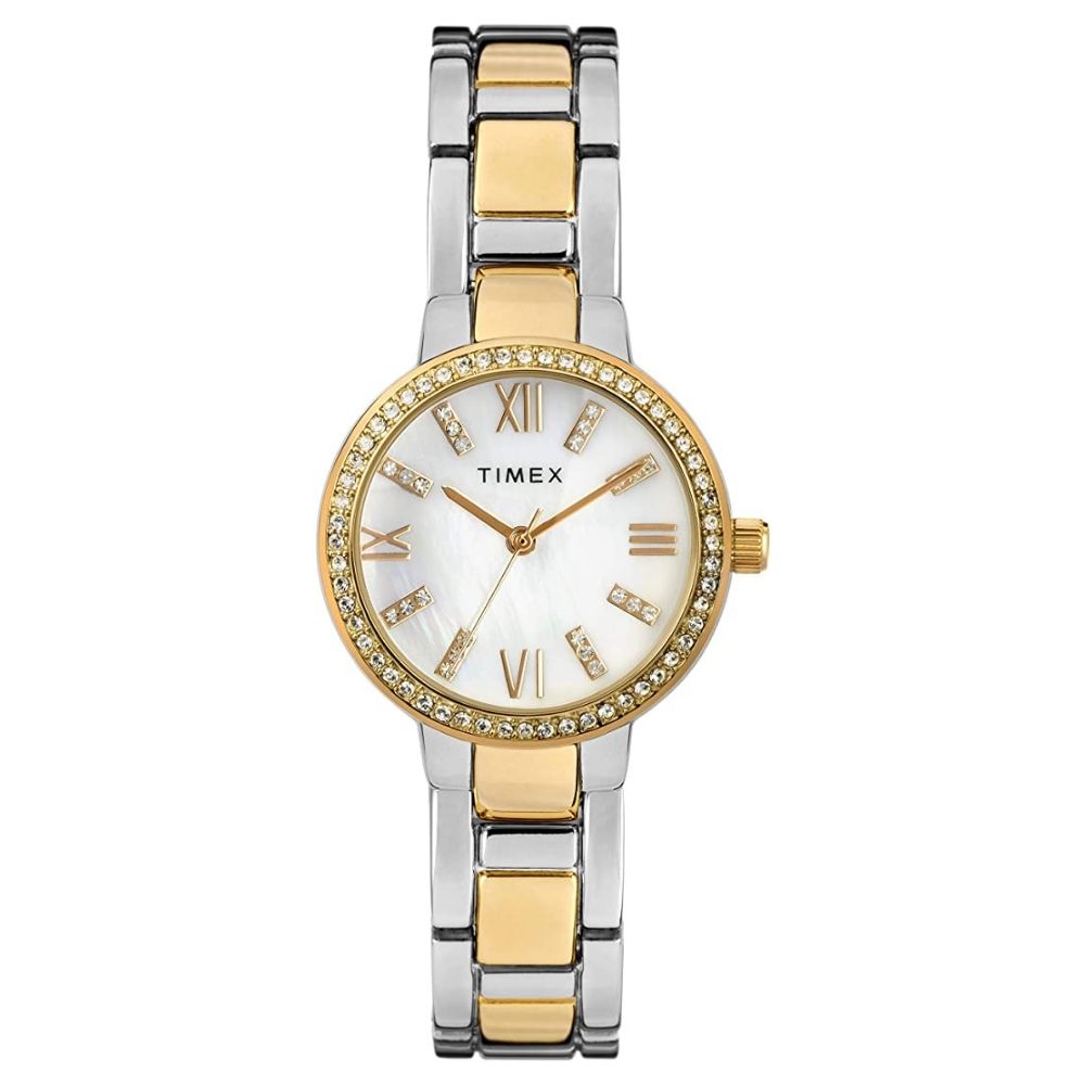 Timex women's two-tone Swarovski crystal bracelet watch with mother-of-pearl dial on Tampa Home & Garden Store