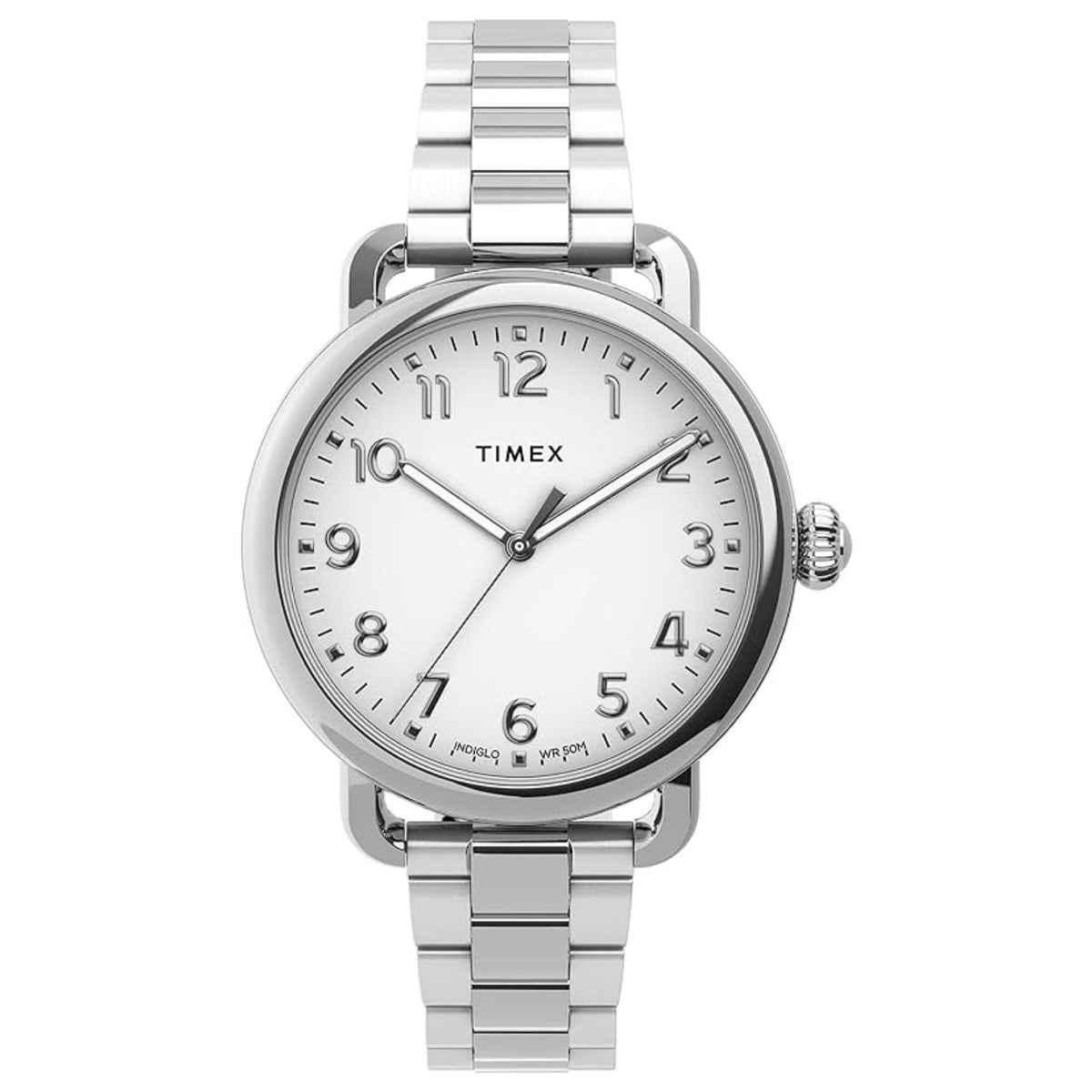 Timex New Arrivals Women's Classic watch with silver stainless steel bracelet and white dial on Tampa Home & Garden Store